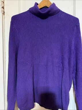 Talbots Men's Ribbed Turtleneck Sweater in Deep Purple